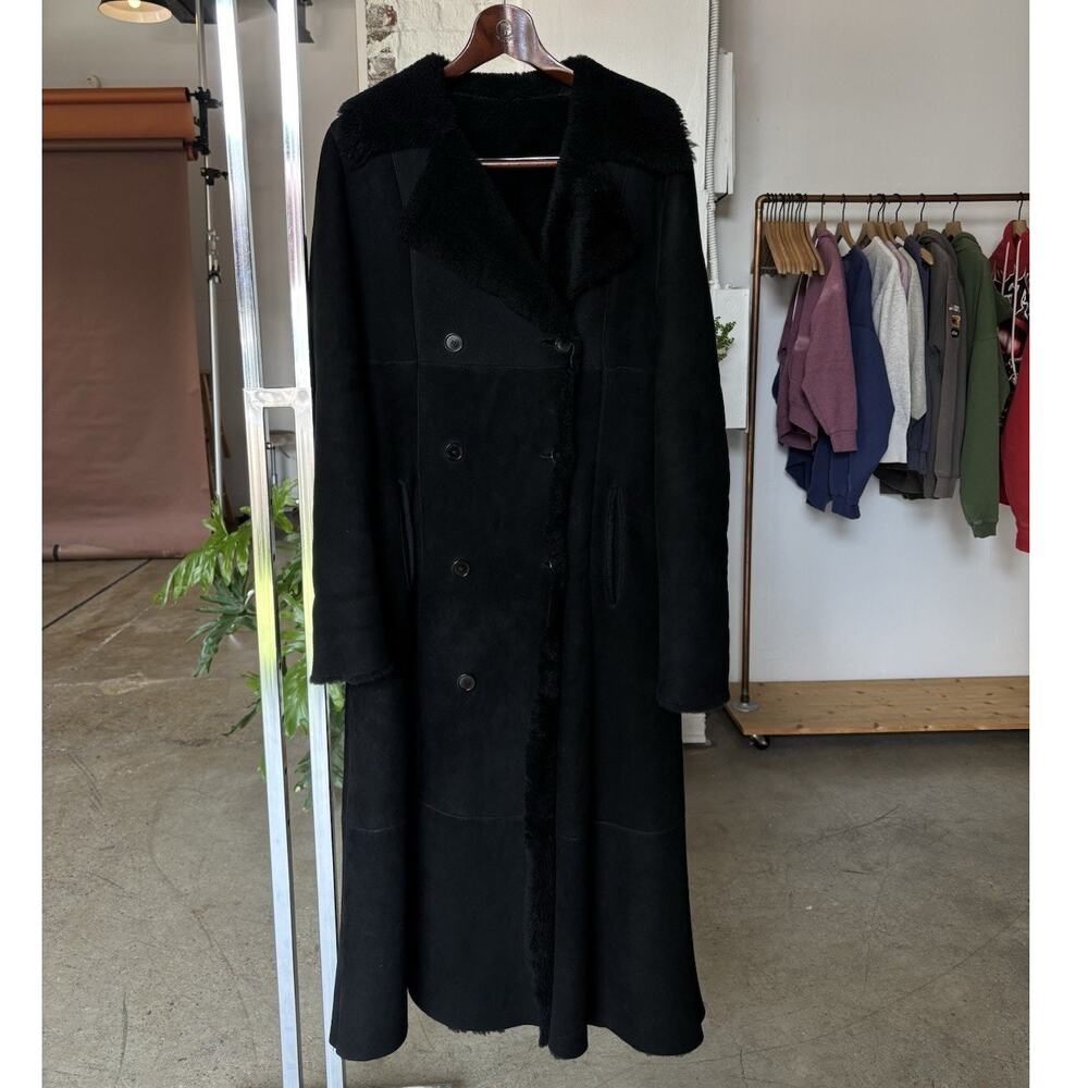 Vintage VALENTINO SHEARLING Wool & Suede Leather Coat. Double Breasted. Medium